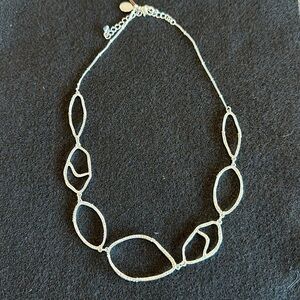 Tommy Bahama NWT Silver Organic Oval Pave Necklace adjustable length uni…